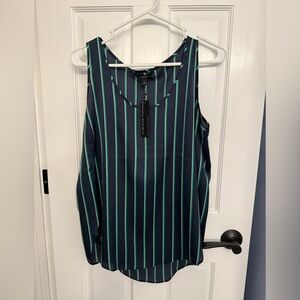 Banana Republic Dark Blue and Teal Striped Blouse
